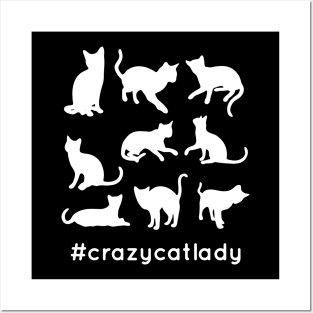 Crazy Cat lady white Posters and Art